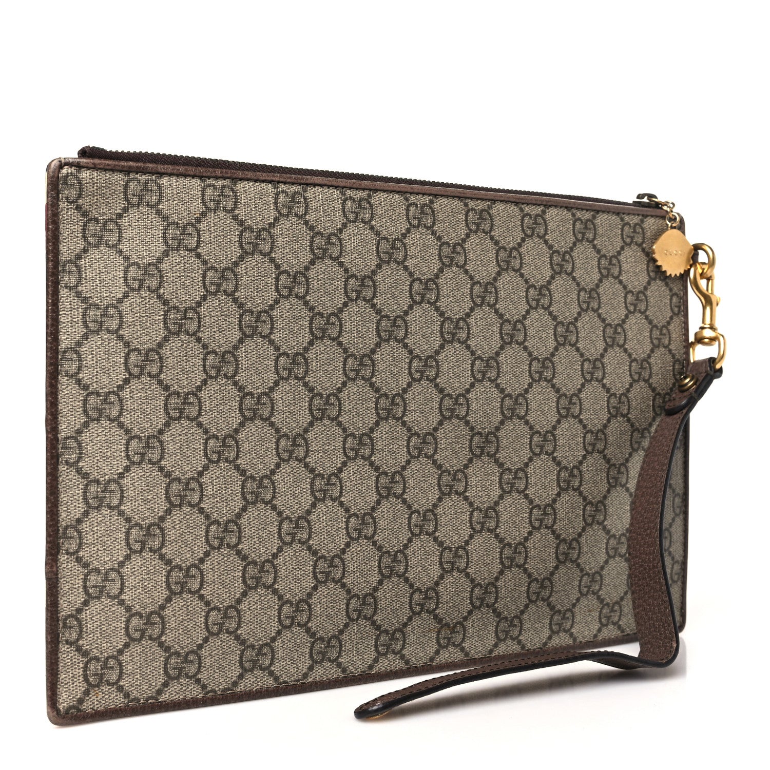 Gucci GG Supreme Monogram Courrier Embroidered UFO Pouch Beige New