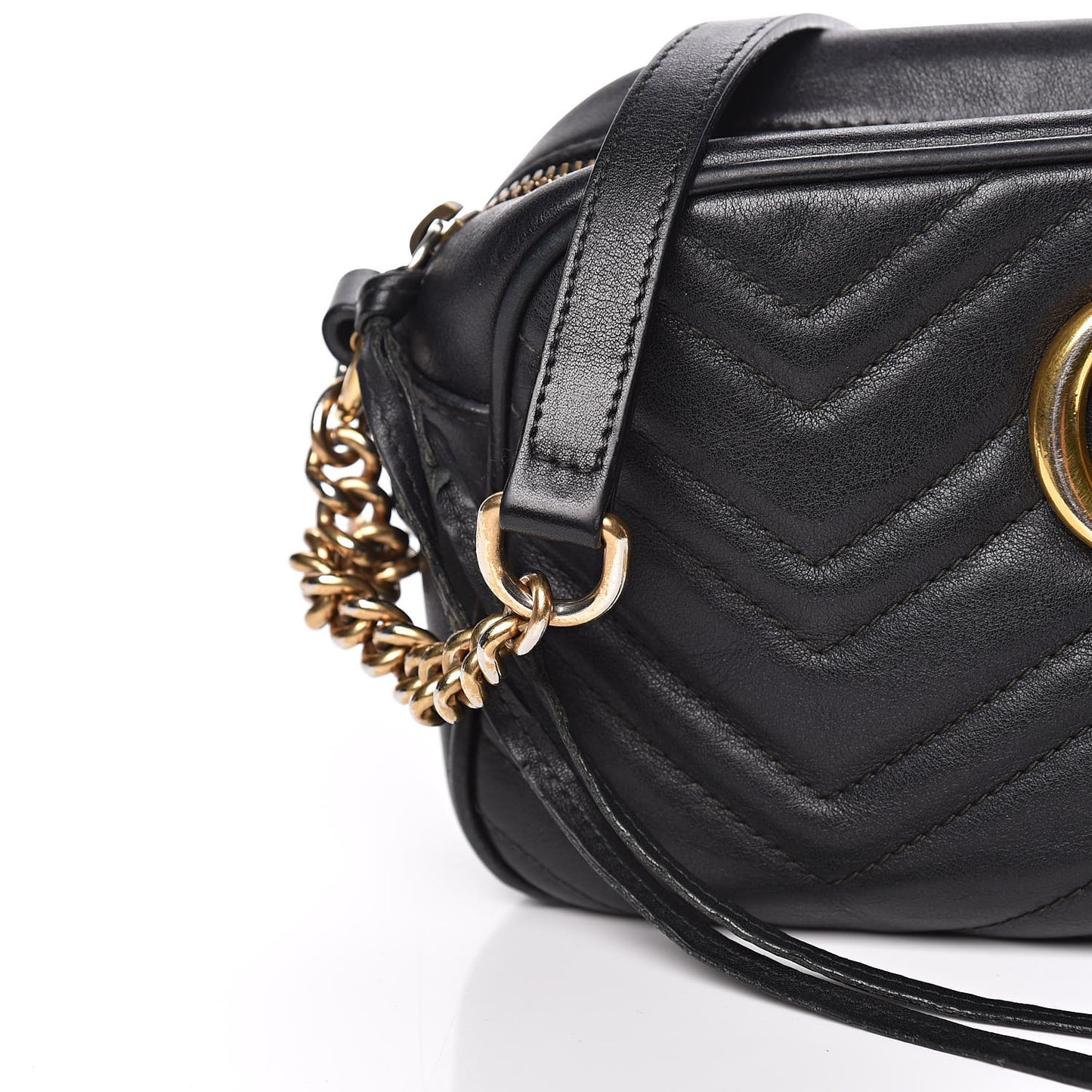 Calfskin Matelasse Small GG Marmont Chain Shoulder Bag Black