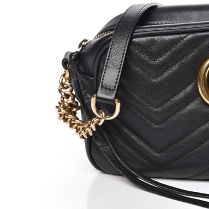 Gucci Calfskin Matelasse Small GG Marmont Chain Shoulder Bag Black 13 of 17