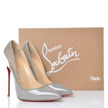 Christian Louboutin Glitter Patent Tucsick 120 Pumps 36 Gris Ivory 8 of 8