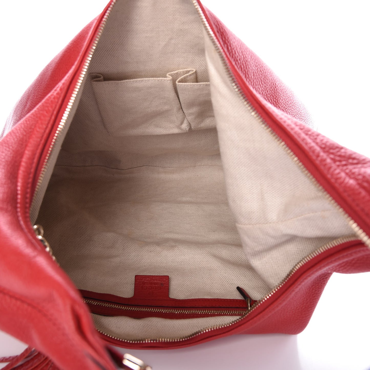 Pebbled Calfskin Large Soho Hobo Red