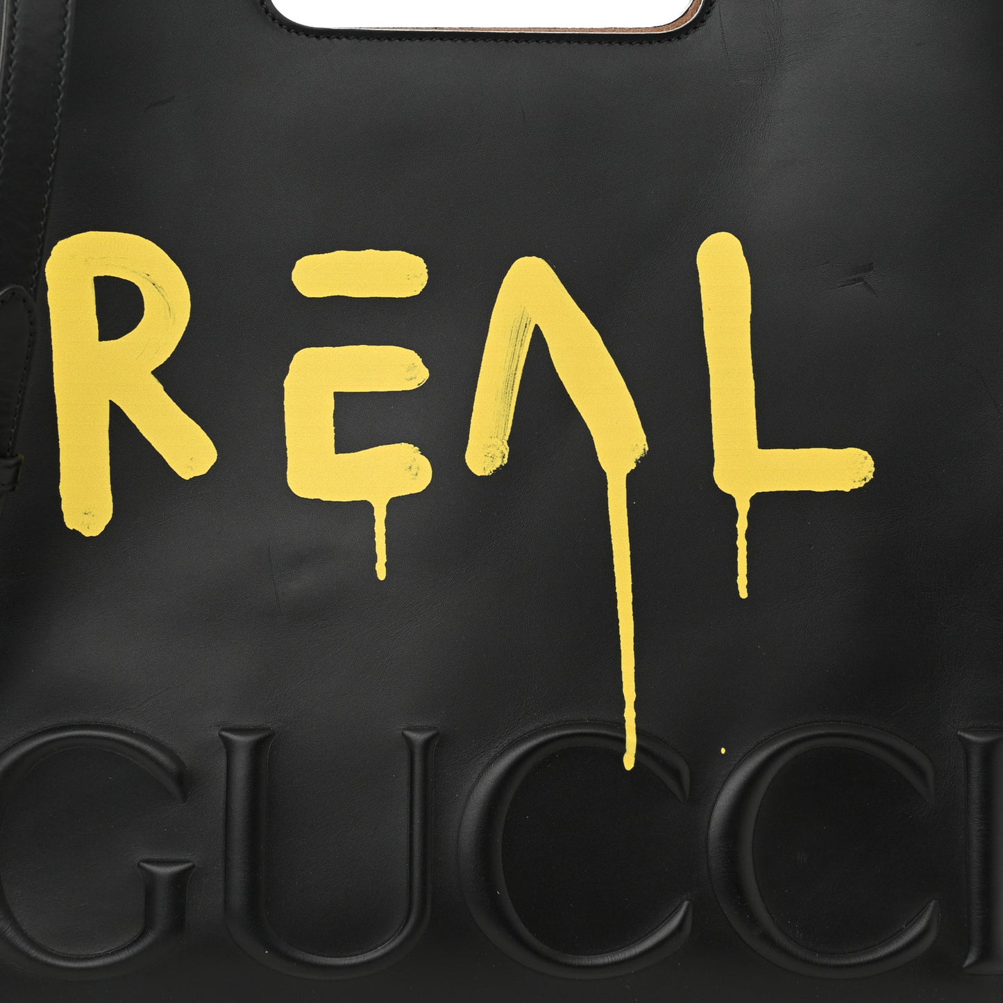 Calfskin GucciGhost Real Medium XL Tote Black Yellow