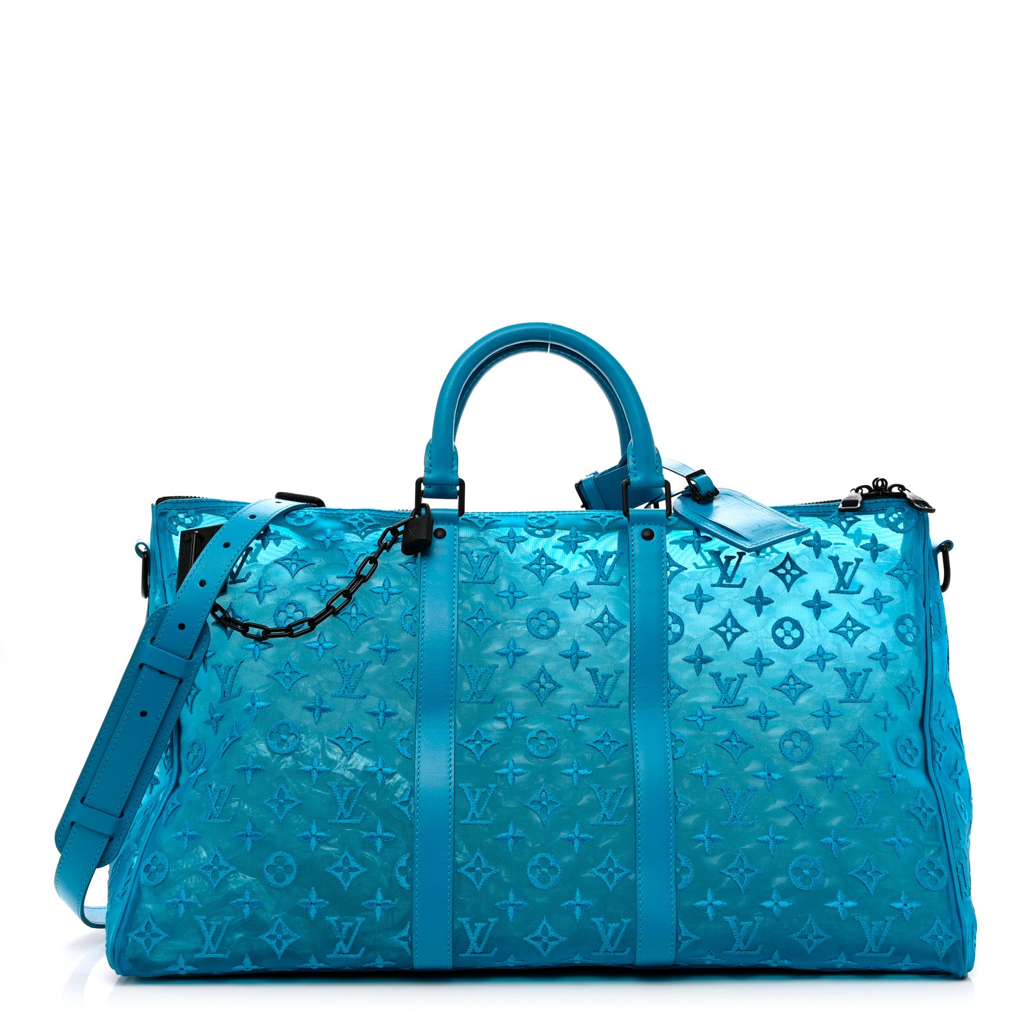 Louis Vuitton Monogram See Through Keepall Triangle Bandouliere 50 Turquoise 1 of 19