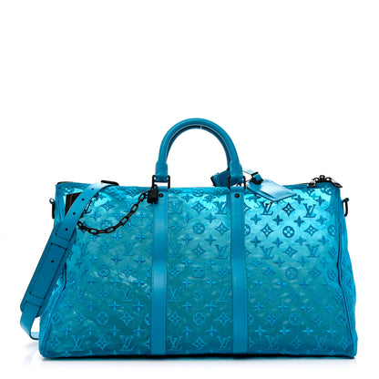 Louis Vuitton Monogram See Through Keepall Triangle Bandouliere 50 Turquoise 1 of 19