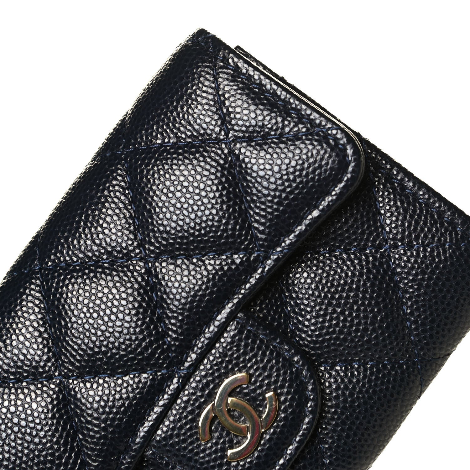 Chanel Caviar Quilted Flap Card Holder Wallet Navy Blue 5 of 6