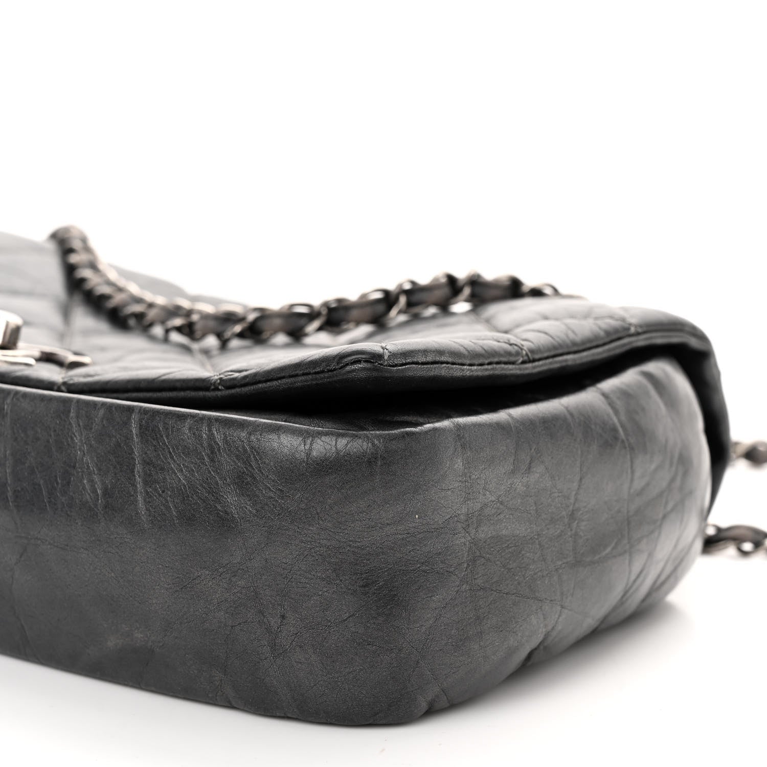 Chanel Aged Calfskin Quilted Small Pondichery Flap Dark Grey 10 of 12