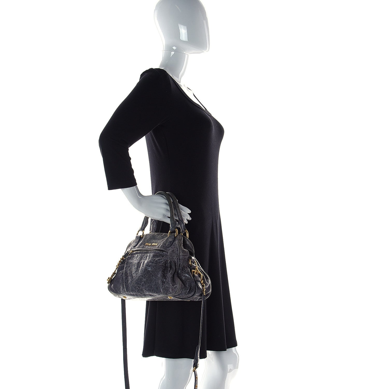 Miu Miu Vitello Lux Zip Tote Black 3 of 15