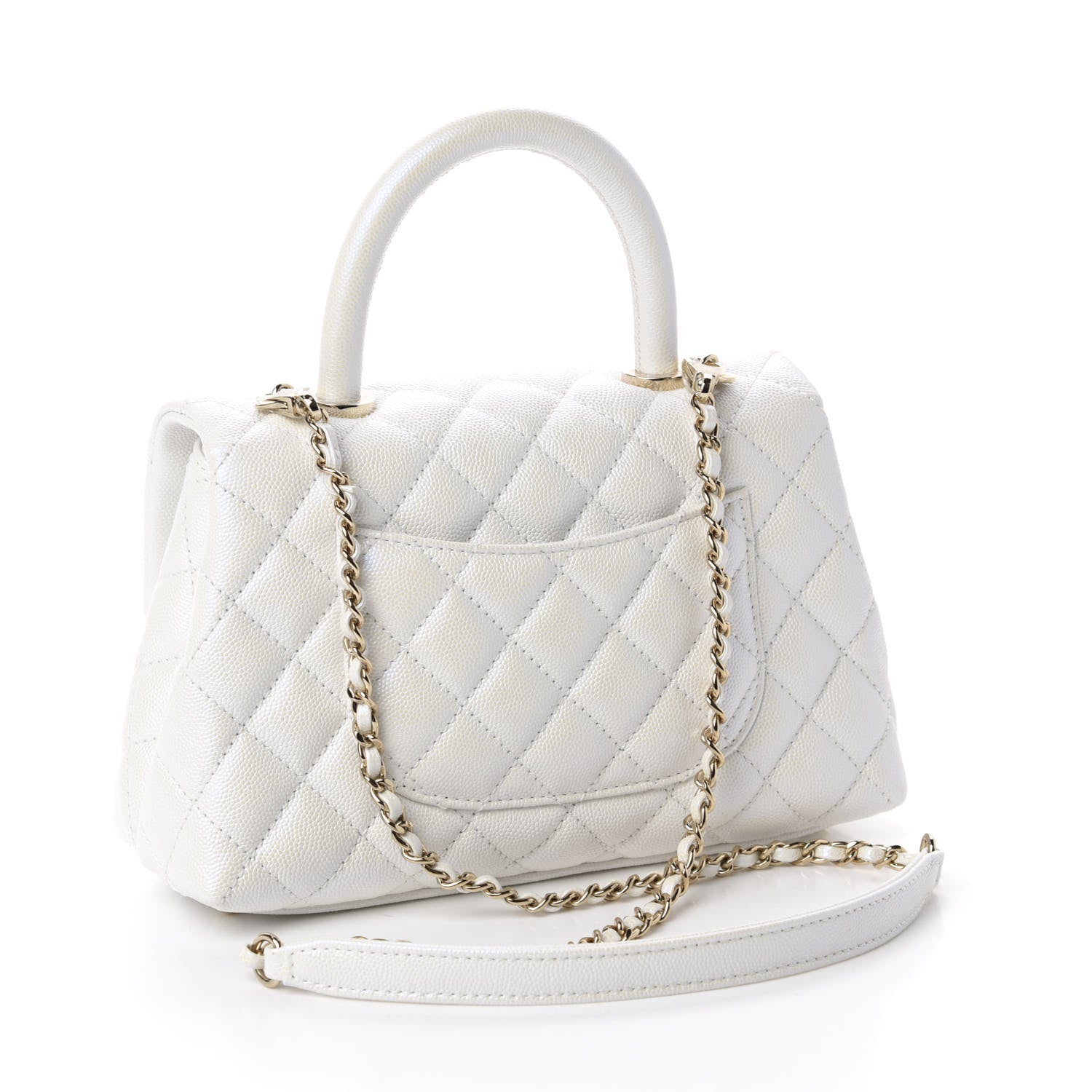 Chanel Iridescent Caviar Quilted Mini Coco Handle Flap White 4 of 13