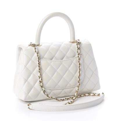 Chanel Iridescent Caviar Quilted Mini Coco Handle Flap White 4 of 13