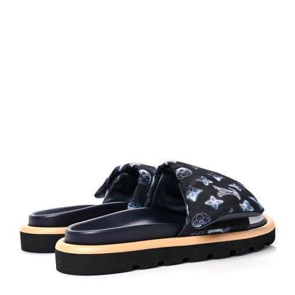 Louis Vuitton Nylon Monogram Womens Pool Pillow Comfort Mules 38 Navy Blue 4 of 9