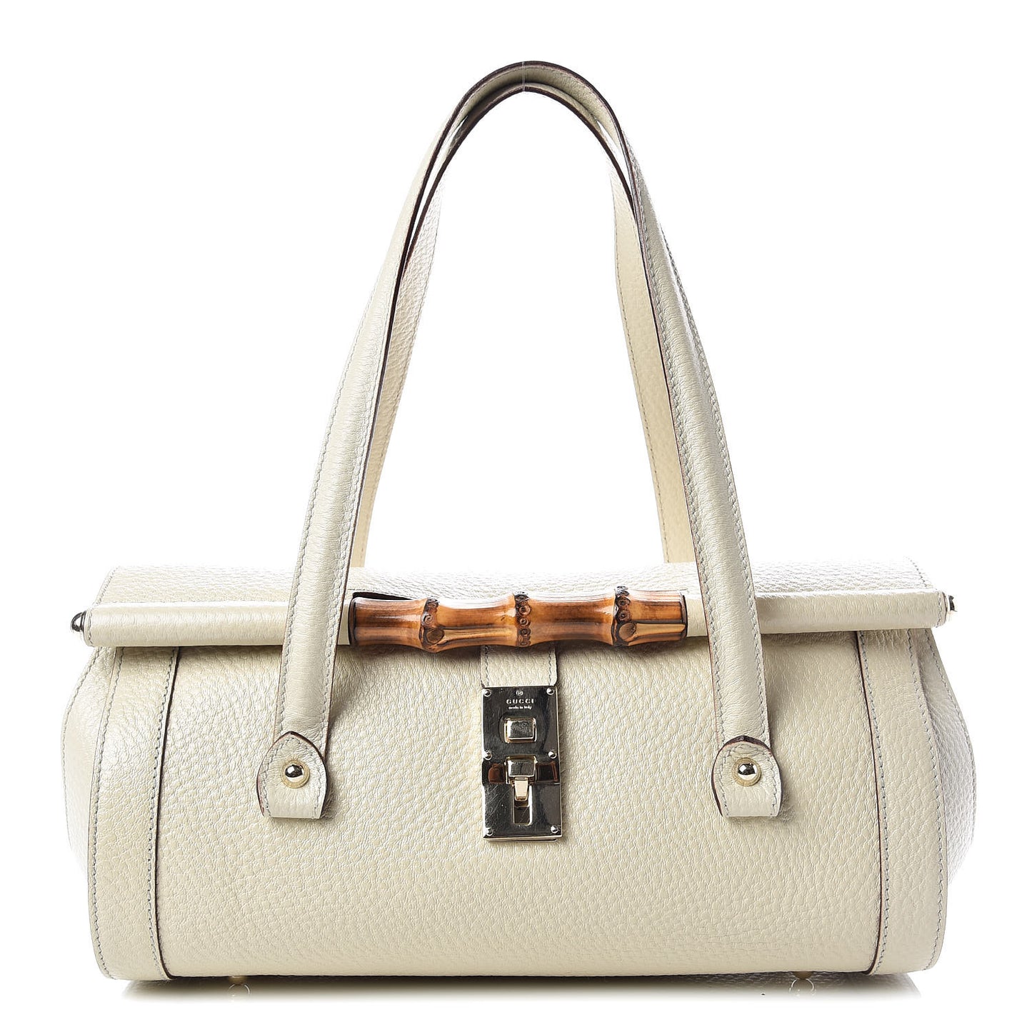 Calfskin Bamboo Bullet Satchel Ivory