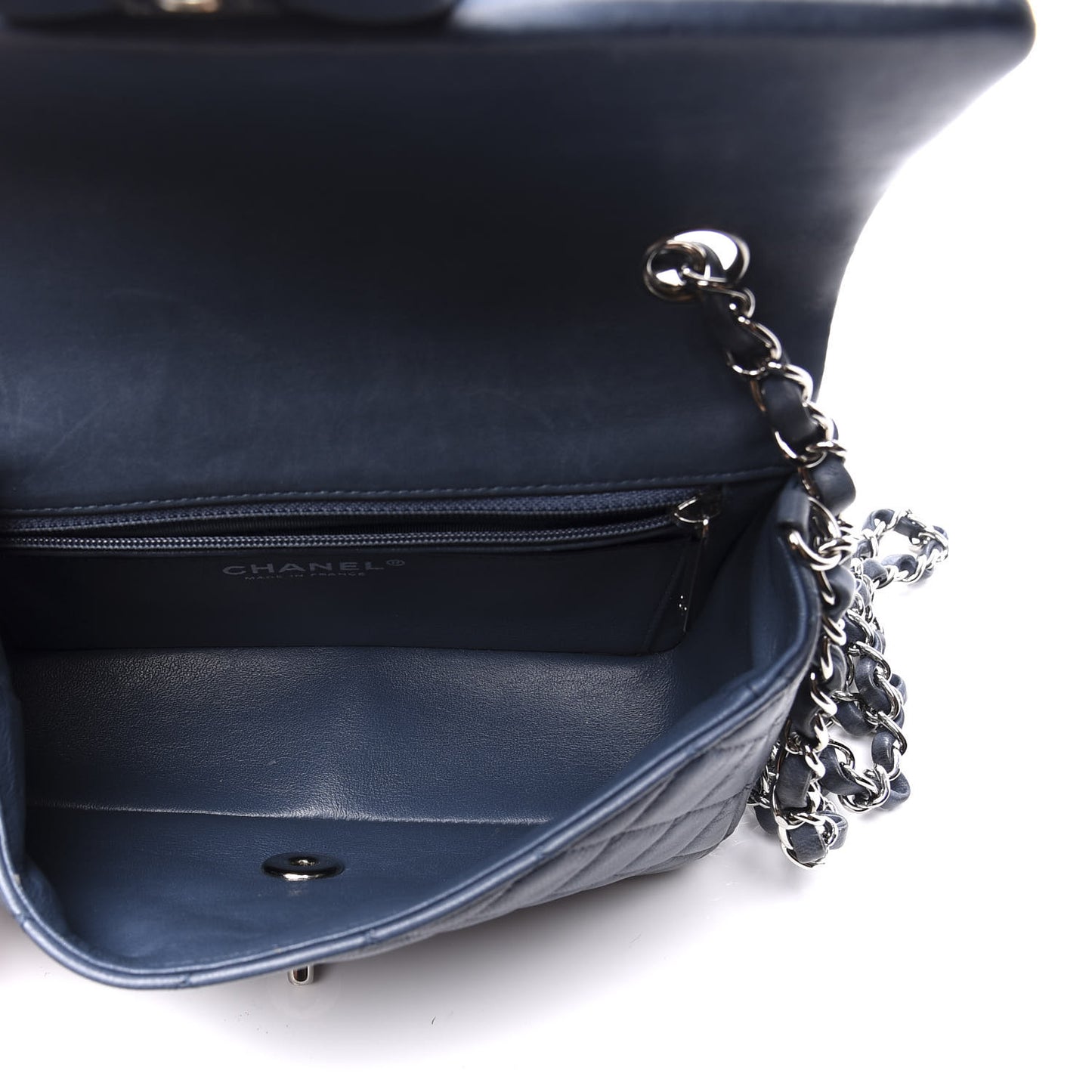 Lambskin Quilted Mini Rectangular Flap Dark Blue