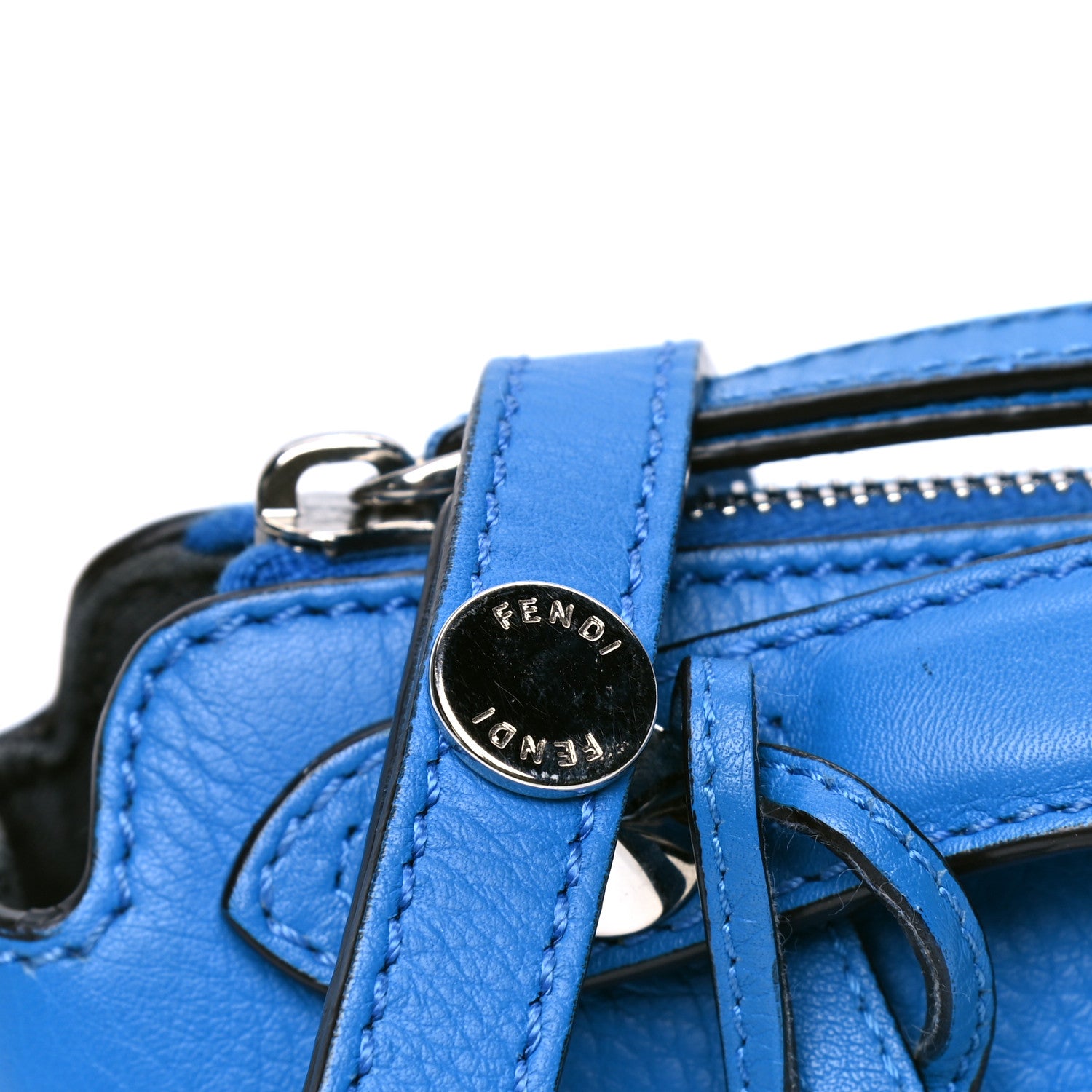Fendi Vitello Dolce Mini By The Way Boston Bag Blue Royal 5 of 5