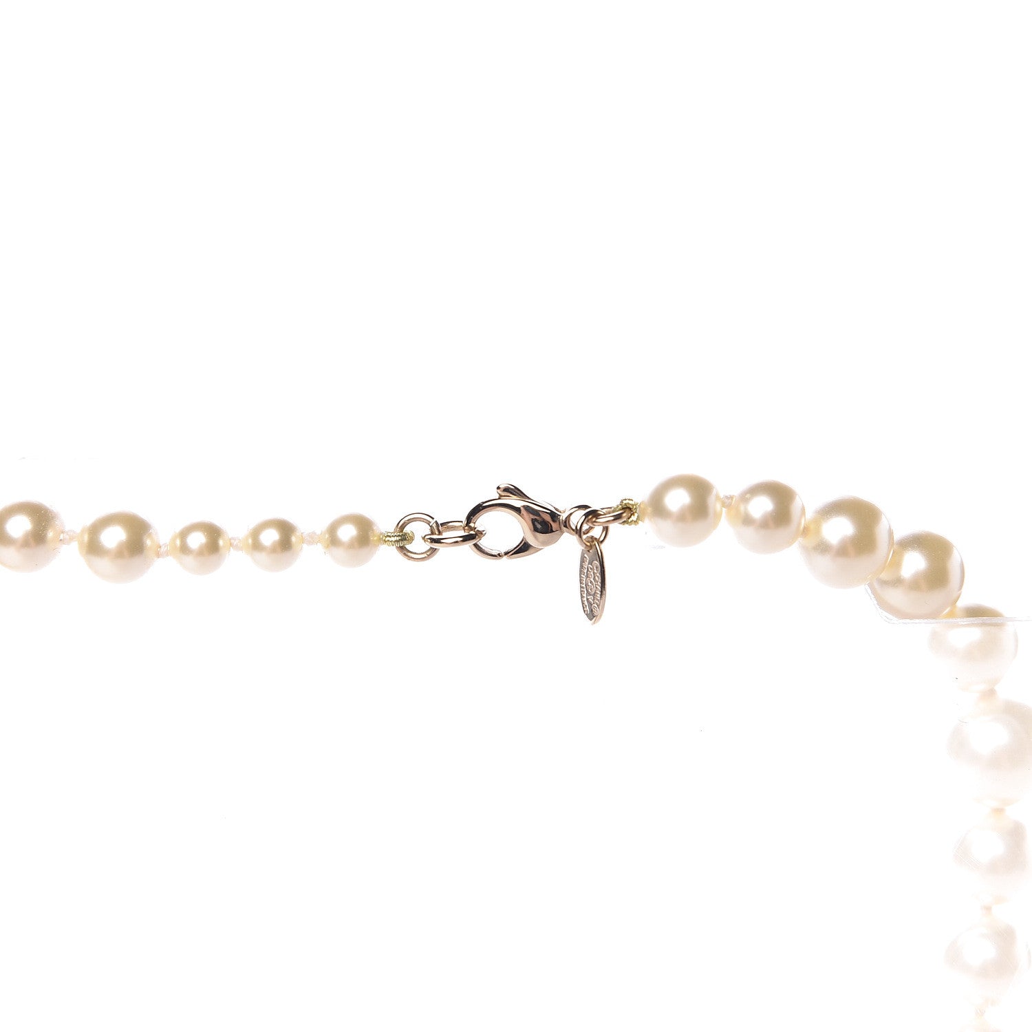 Chanel Graduated Pearl CC Long Necklace Light Gold 6 of 7