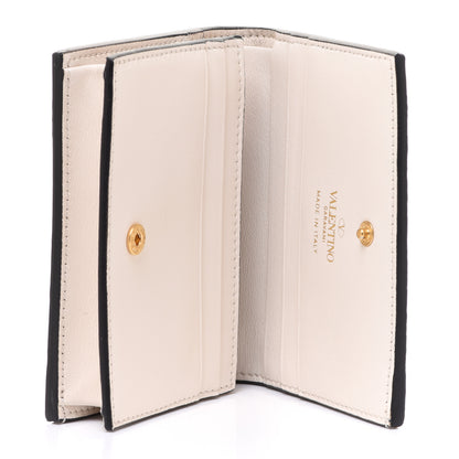 Valentino Garavani Metallic Pebbled Calfskin Rockstud French Flap Wallet Antique Brass 5 of 7