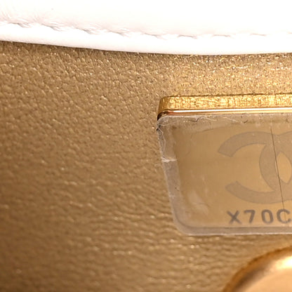 Chanel Shiny Lambskin Pearl Top Handle Flap Shopping Bag White 6 of 9