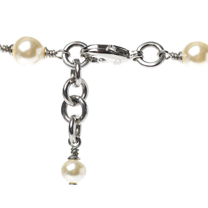 Chanel Crystal Pearl CC Long Necklace Silver 4 of 4