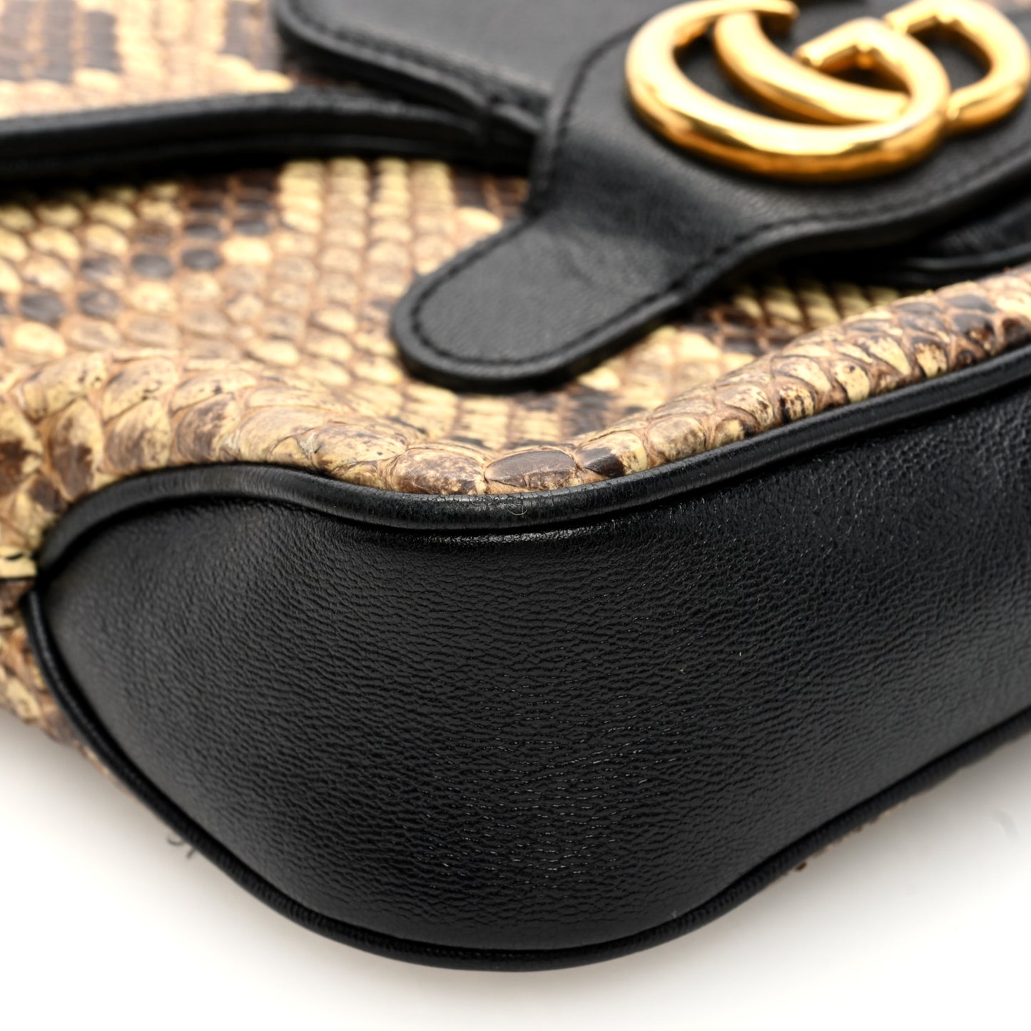 Snakeskin New Sakai Calfskin Lux Small Arli Flap Shoulder Bag Natural Black