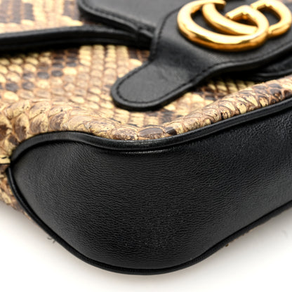 Gucci Snakeskin New Sakai Calfskin Lux Small Arli Flap Shoulder Bag Natural Black 9 of 10
