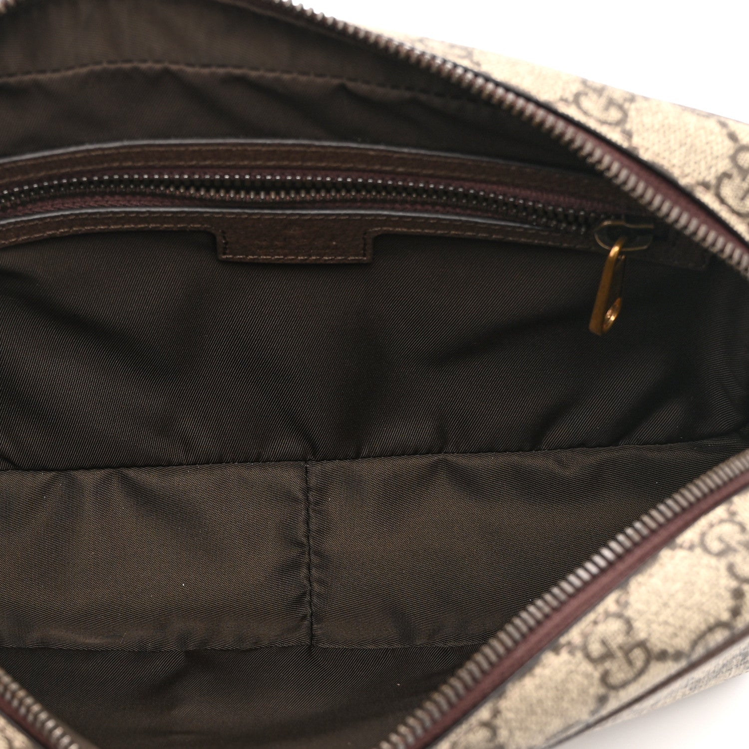 Gucci GG Supreme Monogram Textured Calfskin Web Small Cosmetic Case Beige Ebony New Acero 5 of 10