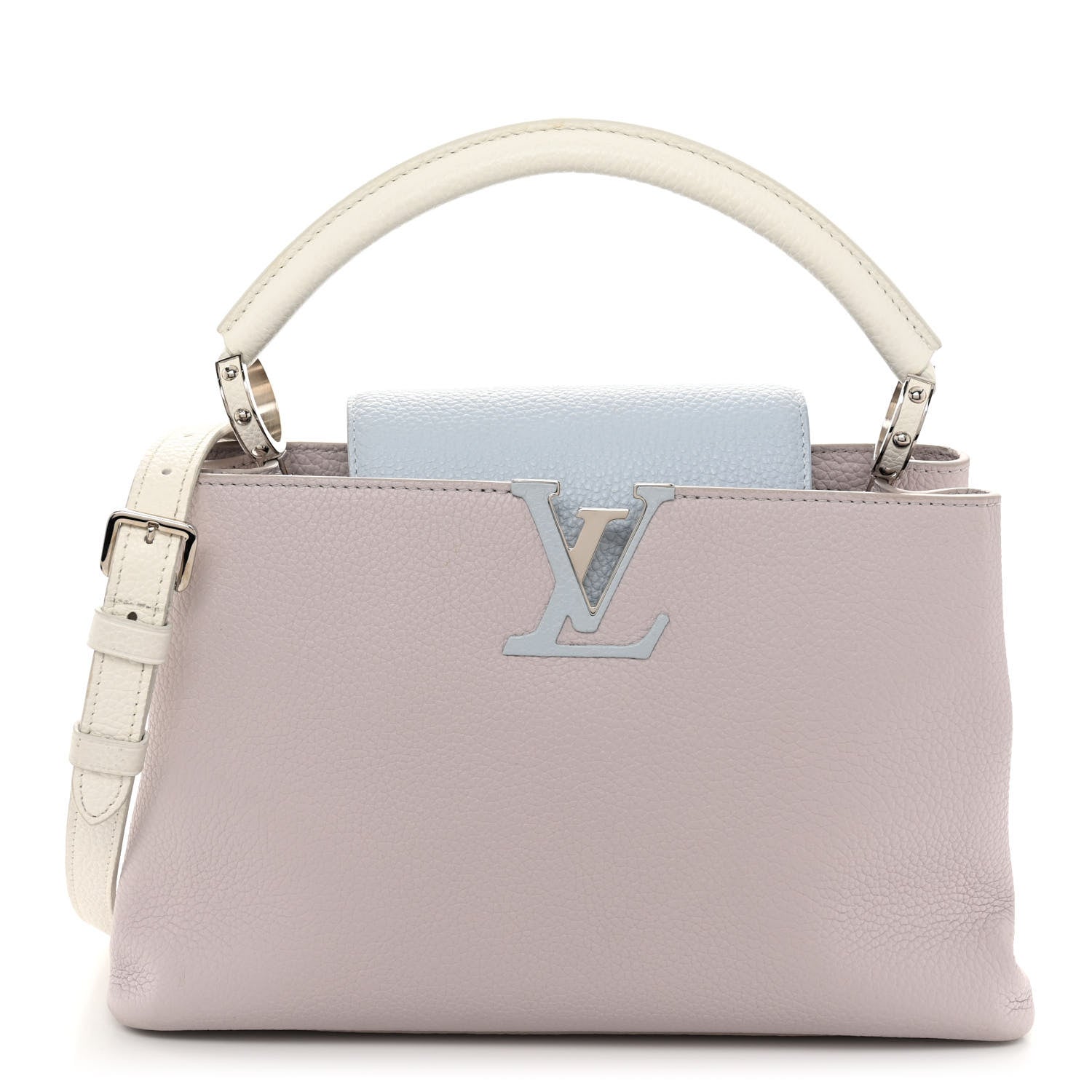 Louis Vuitton Taurillon Capucines PM Brume Olympe Blue White 1 of 9