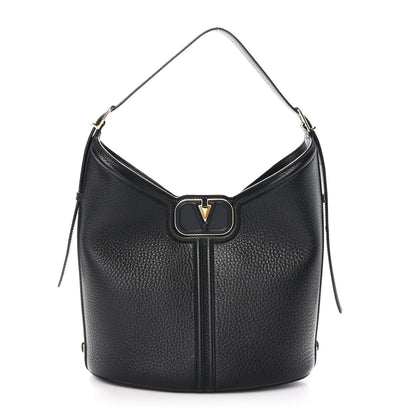 Valentino Garavani Grainy Calfskin Vertical Hobo Bag Black 1 of 9