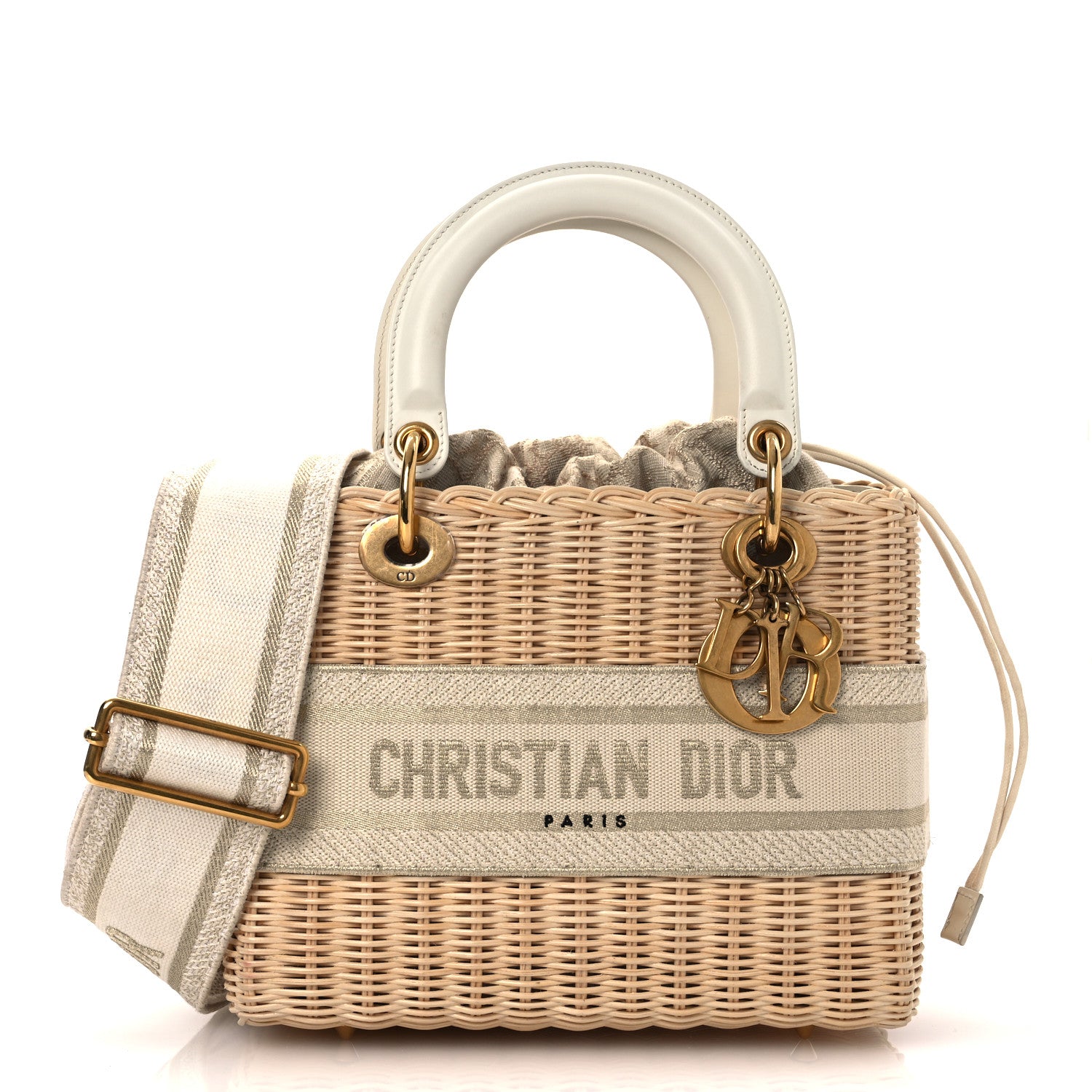 Christian Dior Wicker Oblique Medium Lady Dior Bag Beige 1 of 15