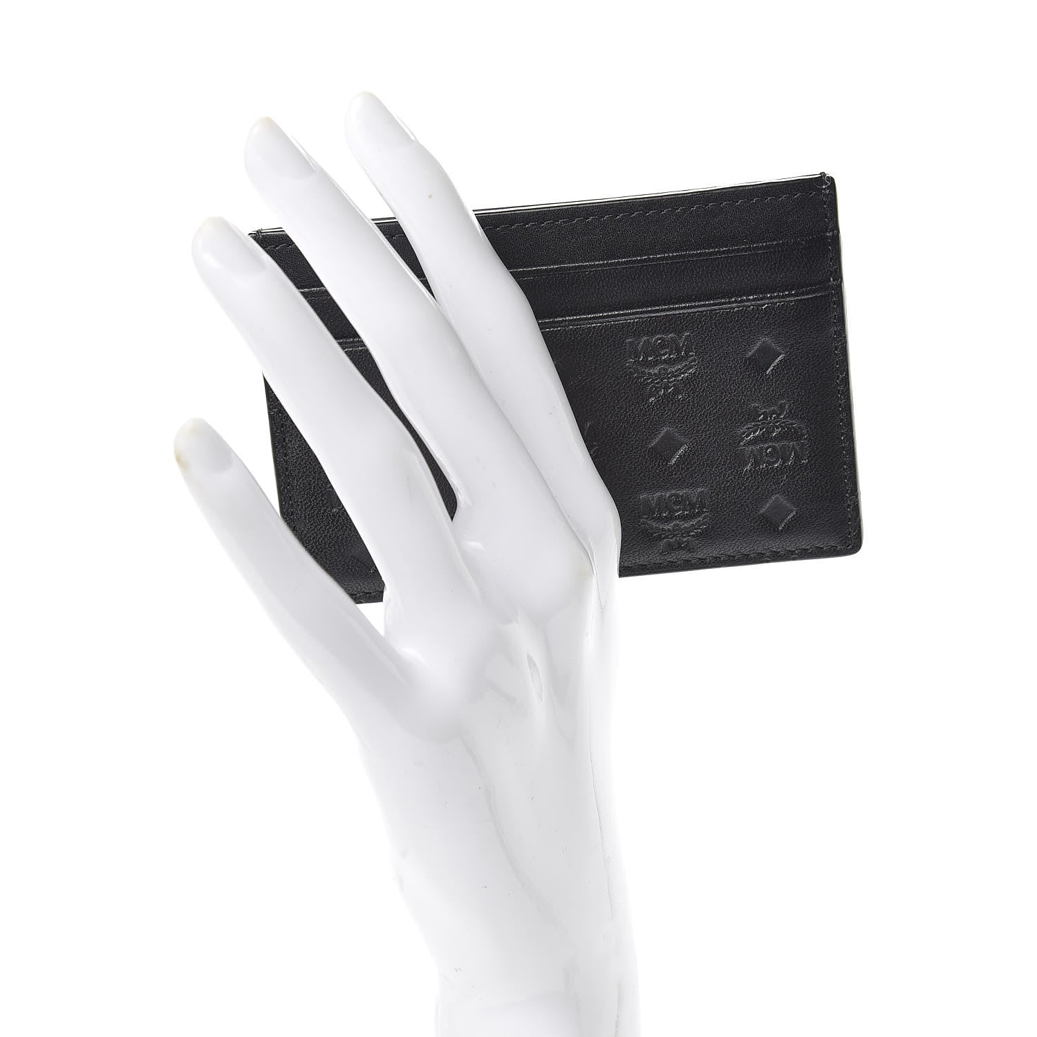 MCM Calfskin Calfskin Ottomar Monogram Card Case Black 2 of 6