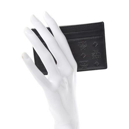 MCM Calfskin Calfskin Ottomar Monogram Card Case Black 2 of 6