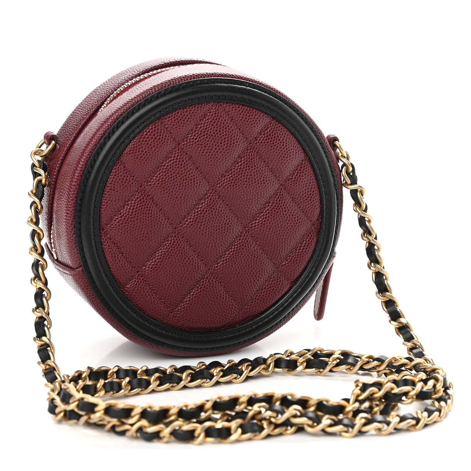 Chanel Caviar Quilted Round Filigree Crossbody Burgundy Black 3 of 9