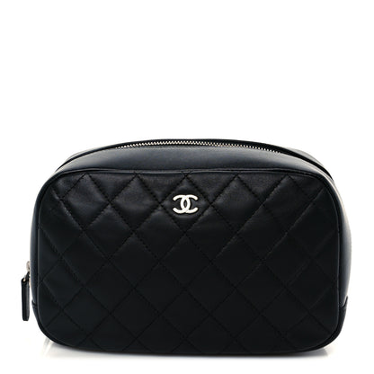 Chanel Lambskin Quilted Medium Curvy Pouch Cosmetic Case Black 1 of 8
