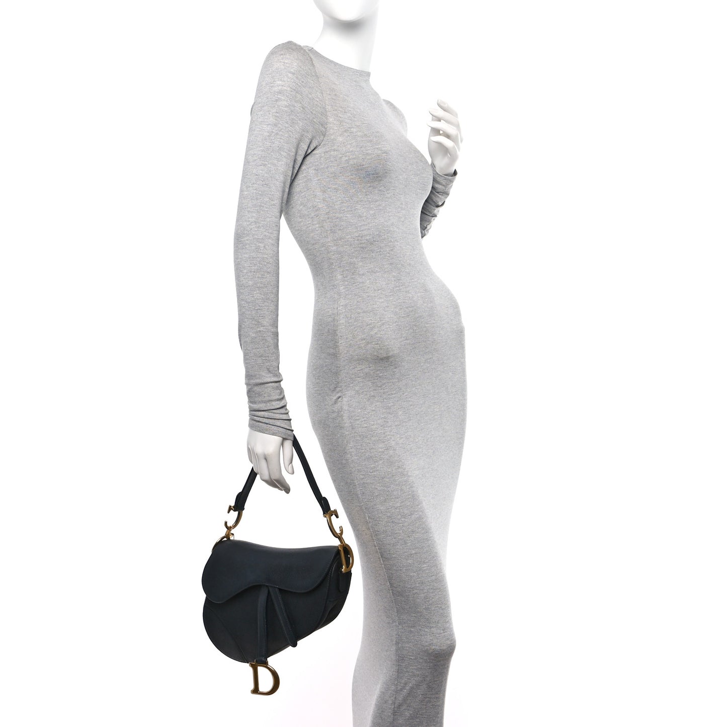 Grained Calfskin Saddle Bag Black