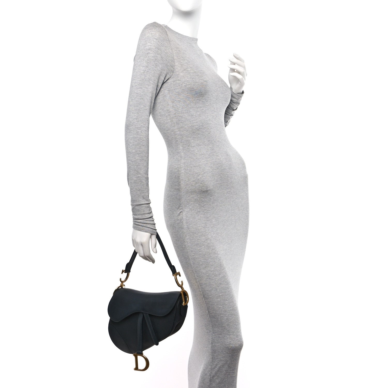 Christian Dior Grained Calfskin Saddle Bag Black 2 of 10