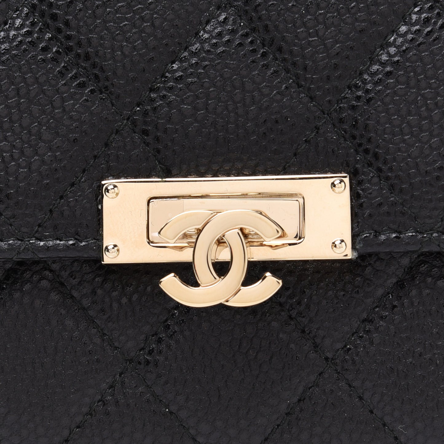 Caviar Quilted Small Golden Class Flap Wallet Black