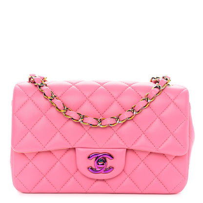 Chanel Lambskin Quilted Mini Rectangular Flap Pink Yellow 1 of 10