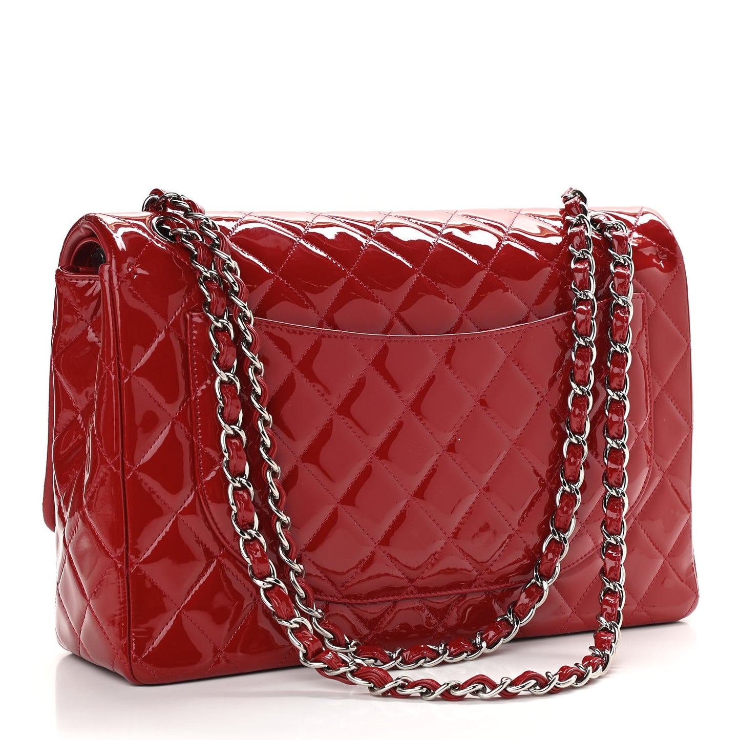Patent Quilted Maxi Double Flap Red