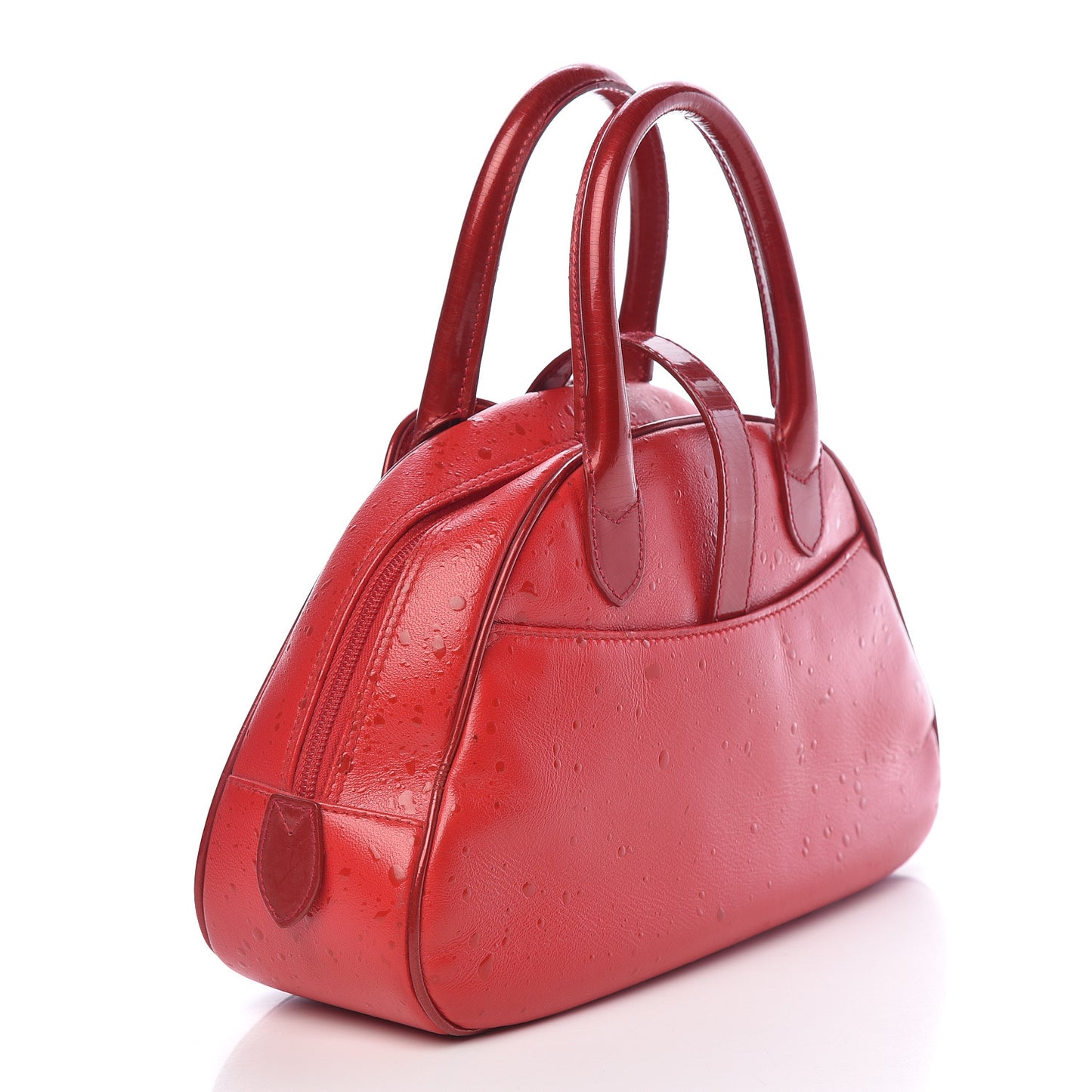 Calfskin Mini Splashed Saddle Bowler Red