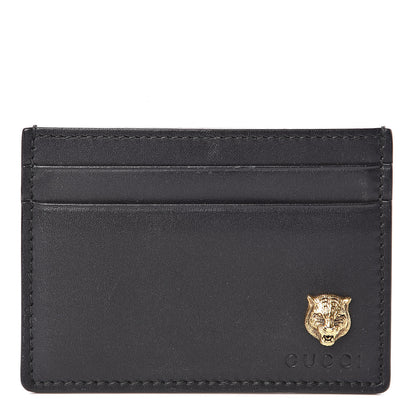 Gucci Calfskin Feline Card Holder Black 1 of 7