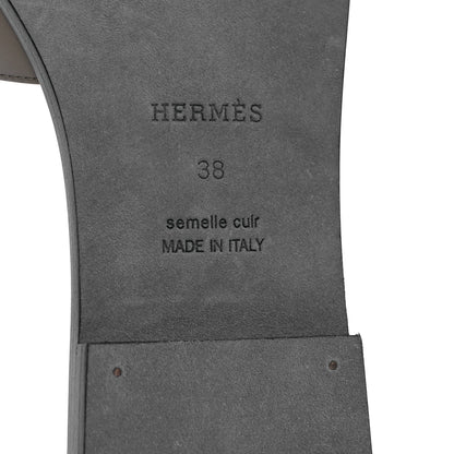 Hermes Calfskin Matte Alligator Giulia Sandals 38 Etoupe 6 of 8