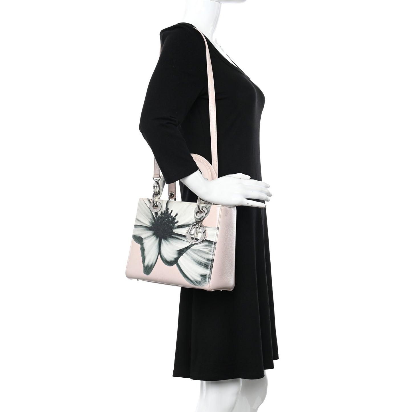 Deerskin Floral Printed Medium Lady Dior Pink