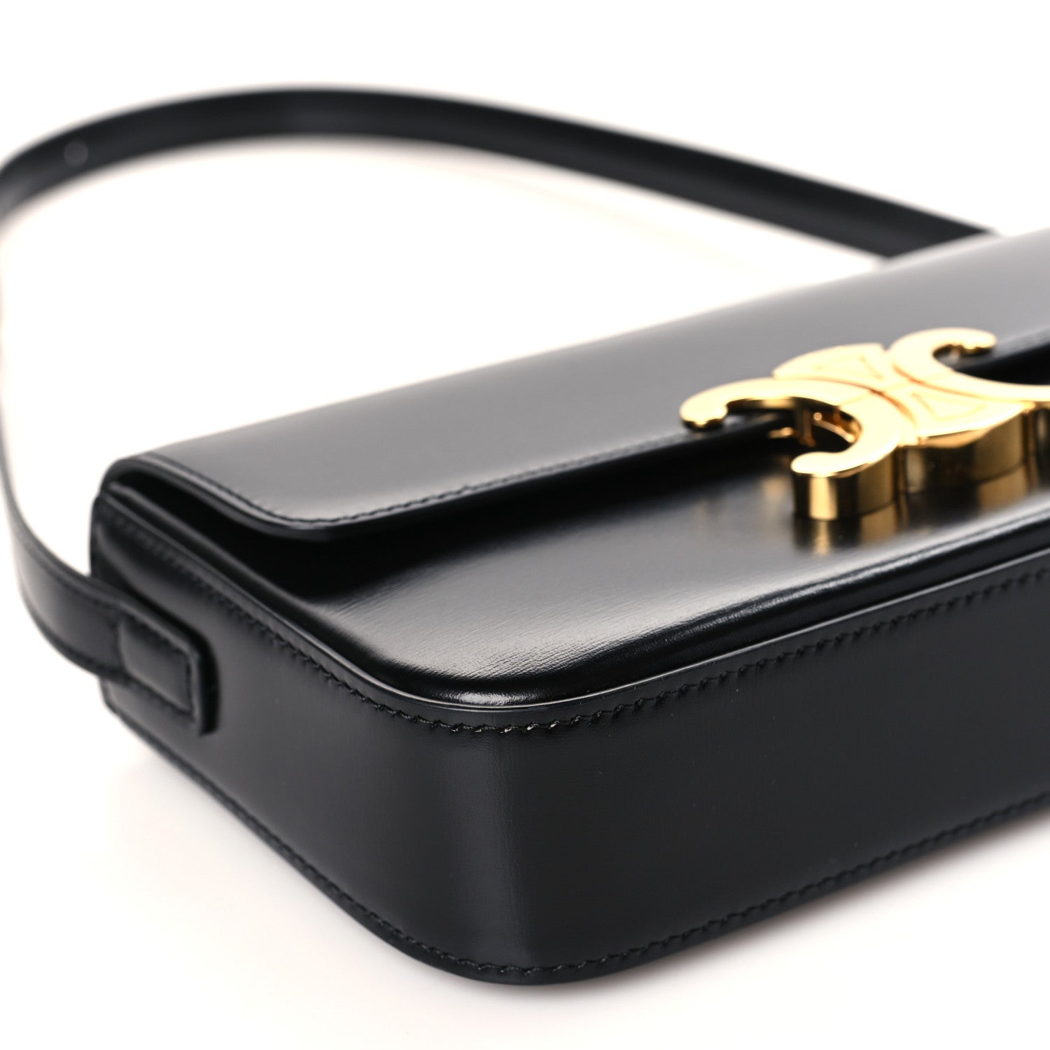 Celine Shiny Calfskin Triomphe Shoulder Bag Black 8 of 9
