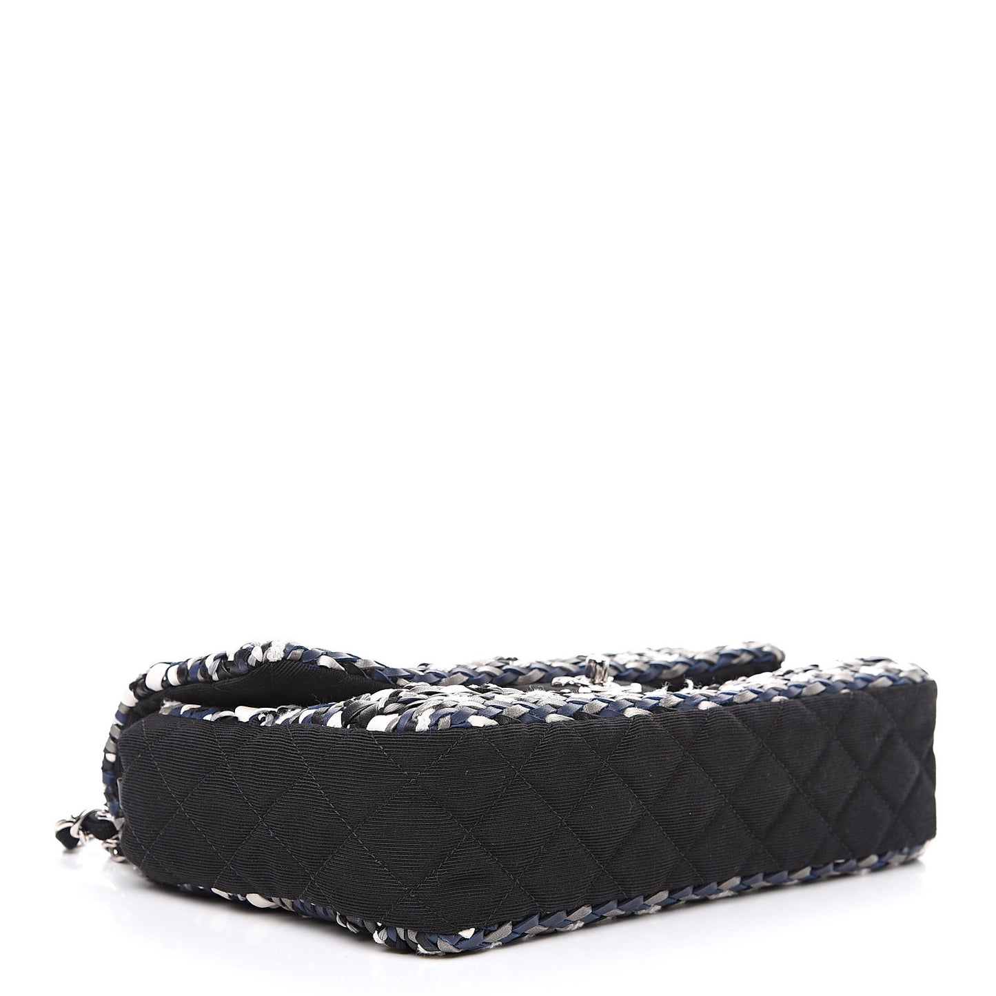 Lambskin Calfskin Woven Leather Craft Flap Navy White Black