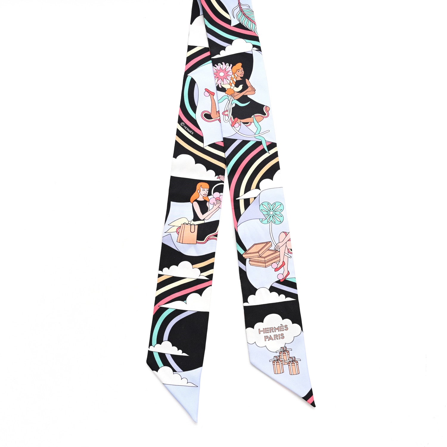 Hermes Silk Carres Volants Twilly Black Ciel Multicolor 2 of 4