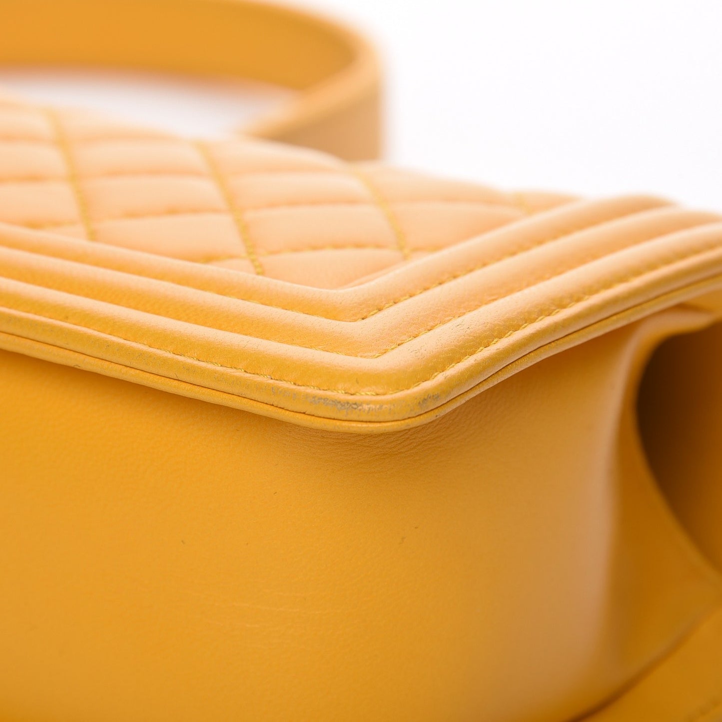 Lambskin Quilted Small Boy Flap Yellow