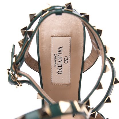 Valentino Garavani Pebbled Calfskin Rockstud Ankle Strap 65mm Pumps 36 English Green 7 of 8