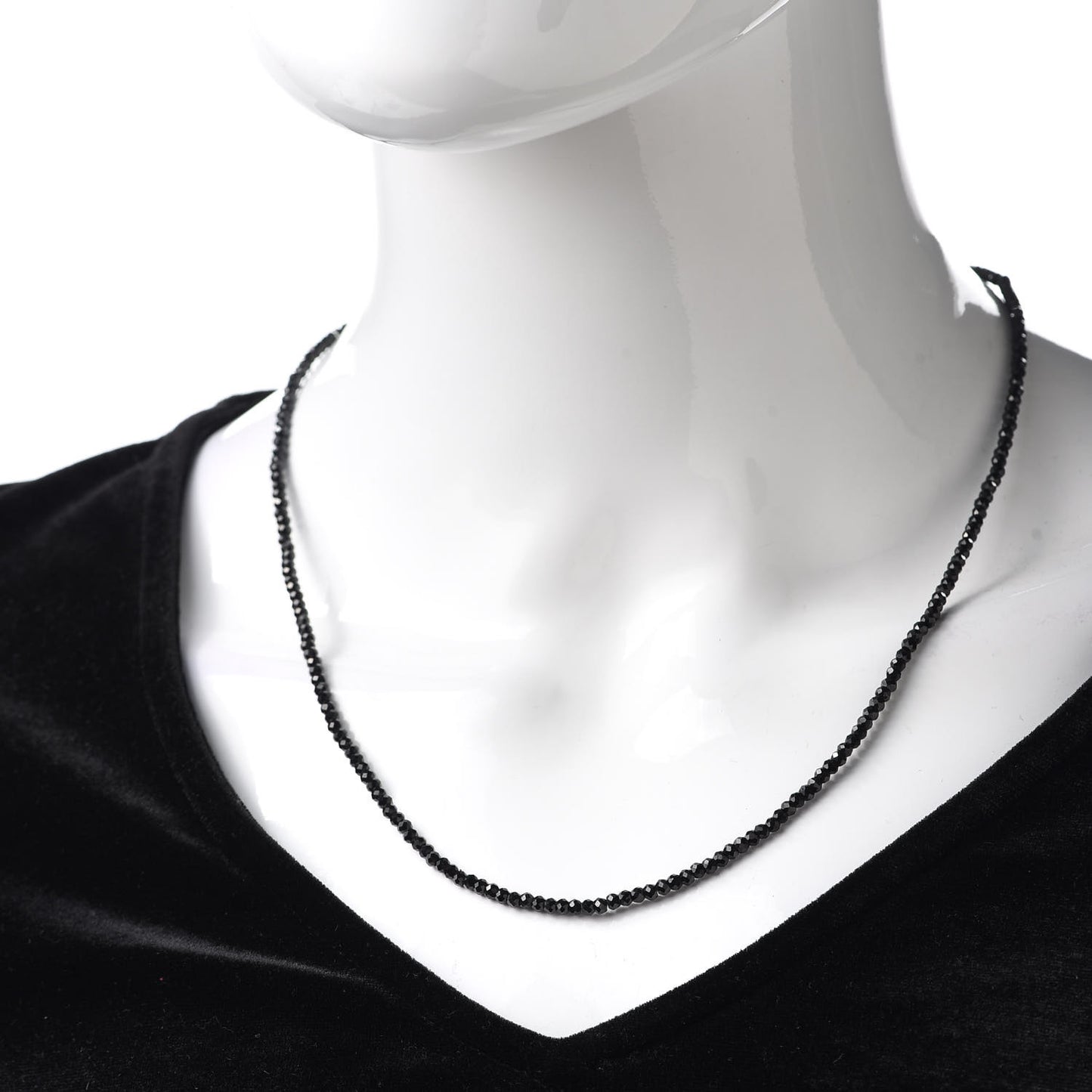 Sterling Silver Black Spinel Ziegfeld Bead Necklace