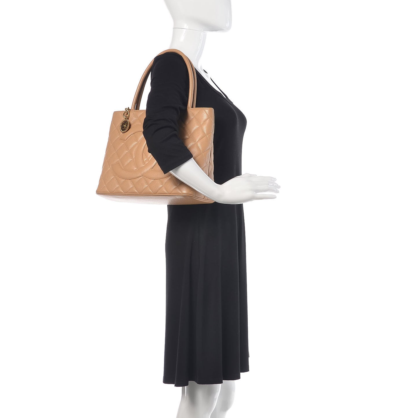 Caviar Quilted Medallion Tote Beige
