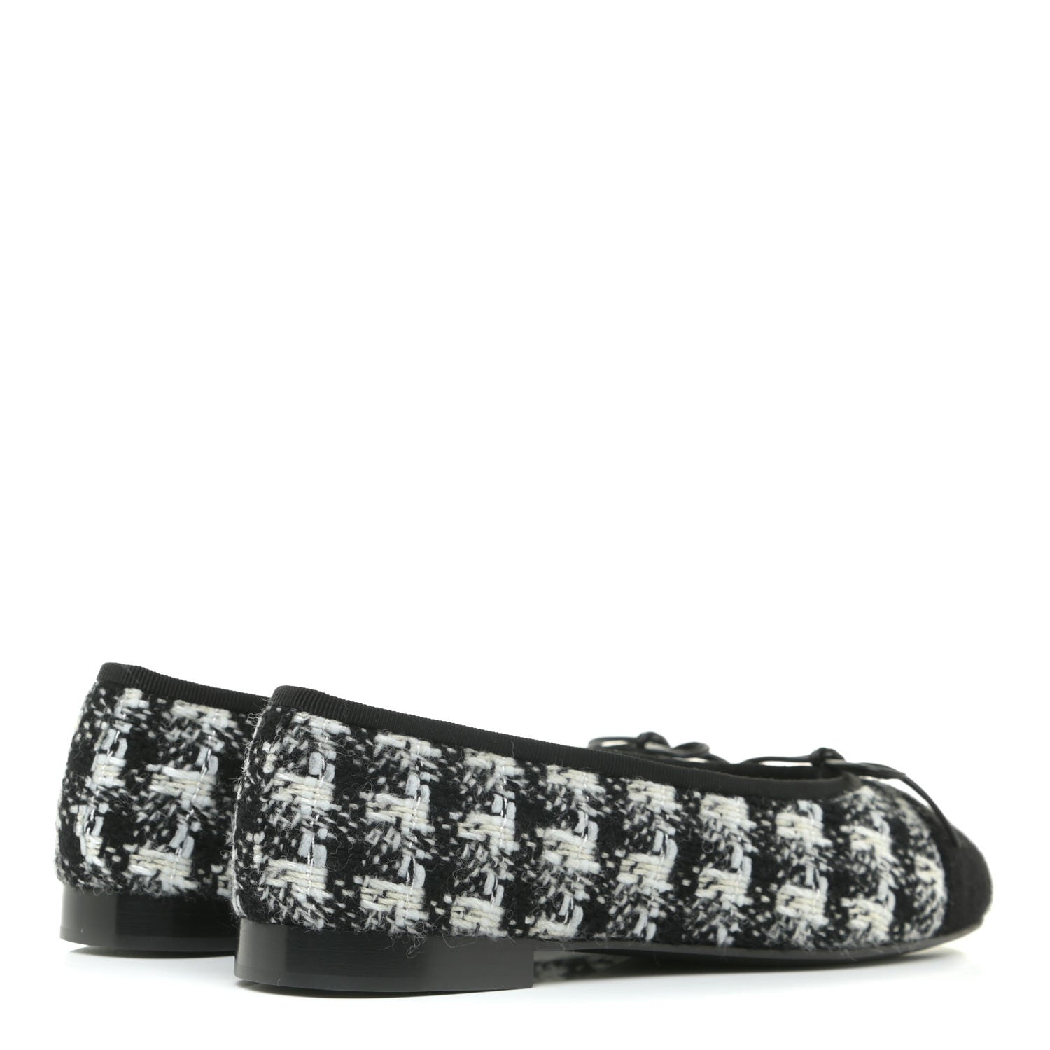 Chanel Tweed Cap Toe Ballerina Flats 36 Black White Black 4 of 13