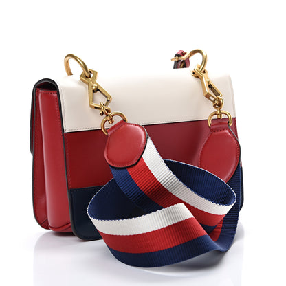 Gucci Calfskin Sylvie Web Queen Margaret Shoulder Bag Blue Agata Hibiscus Red Mystic White 2 of 11