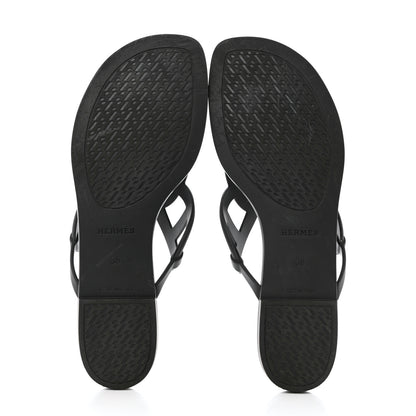 Hermes Rubber Womens Egerie Sandals 38 Black 5 of 11